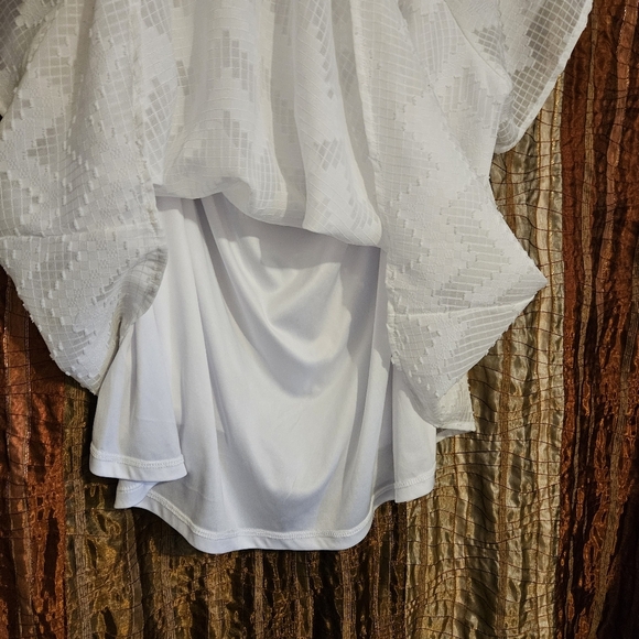 Lane Bryant White Flowy Boho Textured Lined Blouse Plus Size 18 - Picture 5 of 5